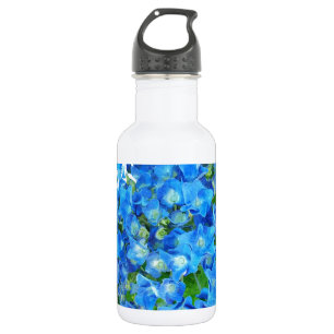 Blue hydrangea flowers. Floral photography. 532 Ml Water Bottle