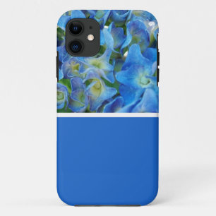 Blue hydrangea flowers. Floral photography. iPhone 11 Case