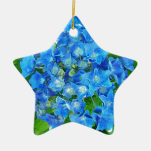 Blue hydrangea flowers. Floral photography. Ceramic Tree Decoration