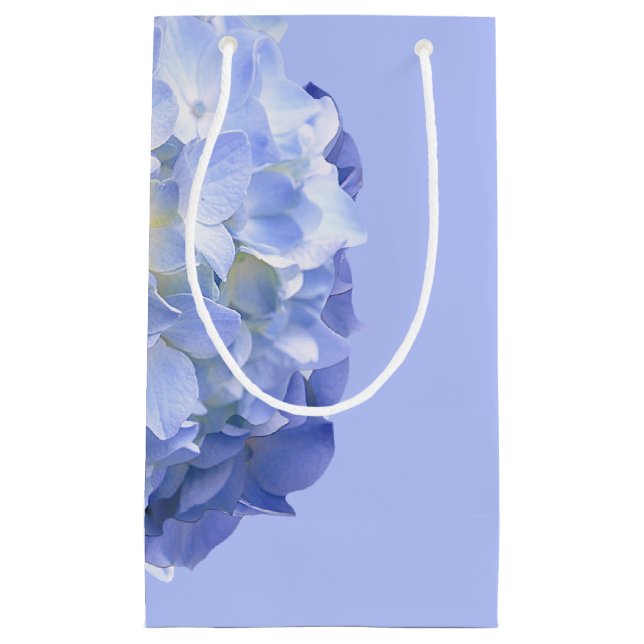 Blue Hydrangea Flowers Gift Custom Message Option Small Gift Bag (Front)