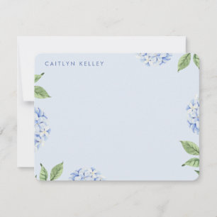 Blue Hydrangea Flowers Light Blue Custom Flat Card