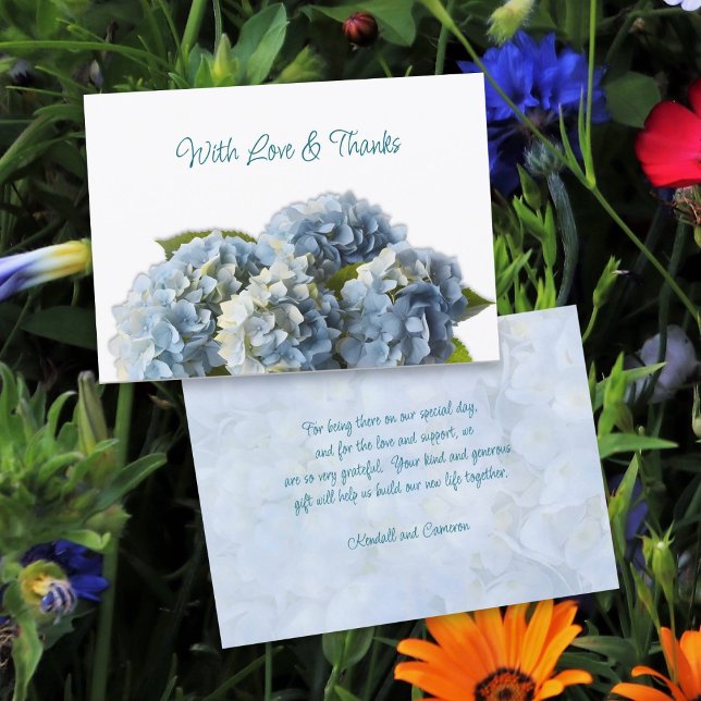 Blue Hydrangea Flowers Love n Thanks Message Card (Creator Uploaded)