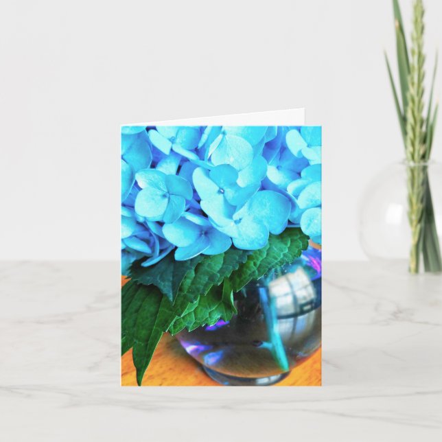 Blue Hydrangea Flowers NoteCard (Front)