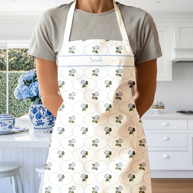 Blue Hydrangea Flowers Trellis Apron (Blue Hydrangea Trellis Apron)