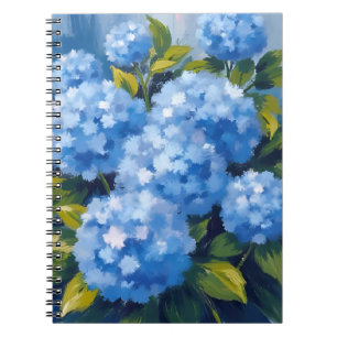 Blue Hydrangea Flowers Watercolor Floral Notebook