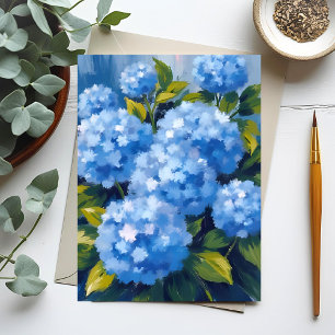 Blue Hydrangea Flowers Watercolor Floral Postcard