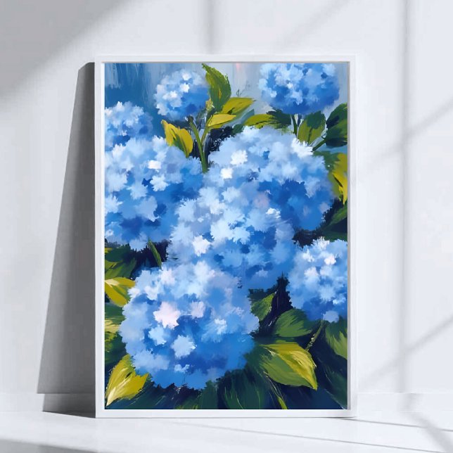 Blue Hydrangea Flowers Watercolor Floral Poster (Creator Uploaded)