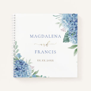 blue hydrangea flowers wedding Guest Book