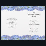 Blue Hydrangea Flowers Wedding Program Template<br><div class="desc">Wedding program template to fold in half, with light blue hydrangea flowers bordering the top and bottom of 8.5 x 11 inch paper to be folded in half after purchase. Customise the front page with title, names of bride and groom, wedding time and location. Inside are templates for the “order...</div>