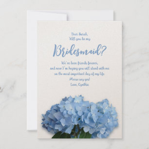Blue Hydrangea Flowers Will You Be My Bridesmaid I Invitation