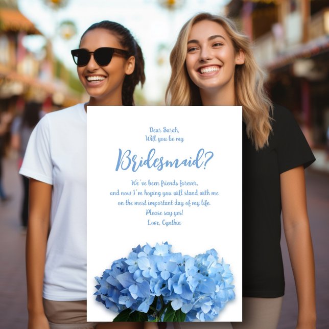 Blue Hydrangea Flowers Will You Be My Bridesmaid I Invitation (Creator Uploaded)