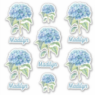 Blue Hydrangea Flowers With Your Name Vinyl