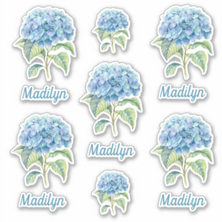 Blue Hydrangea Flowers With Your Name Vinyl