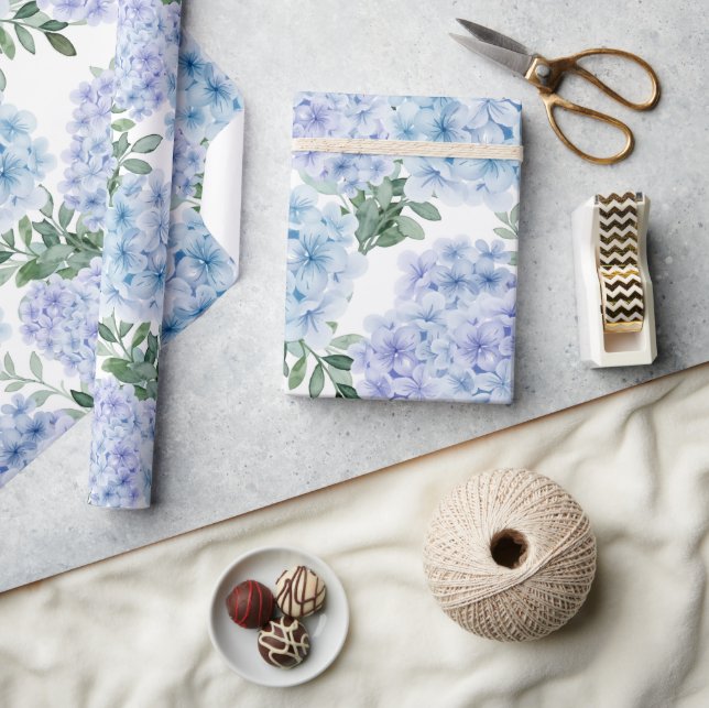 Blue hydrangea flowers wrapping paper (Crafts)