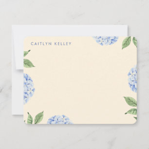 Blue Hydrangea Flowers Yellow Custom Flat Card
