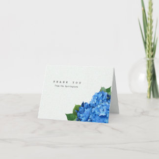 Blue Hydrangea Folded Personalised Thank You Notes