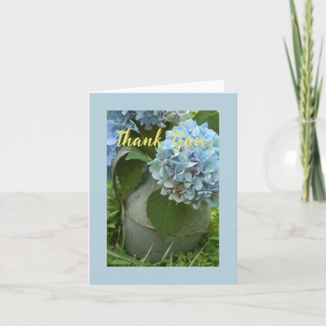 Blue Hydrangea Folded Thank You Card (Front)