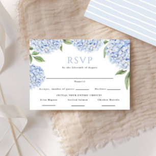 Blue Hydrangea Food Choices Border Wedding Reply RSVP Card