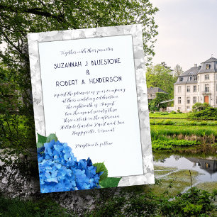 Blue Hydrangea Framed Layered Wedding Invitation