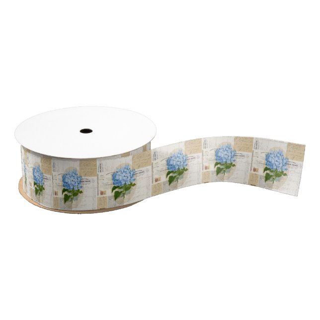 Blue Hydrangea French Ephemera Ribbon Grosgrain Ribbon (Spool)