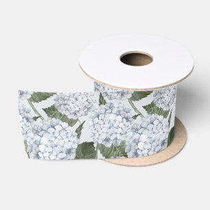Blue Hydrangea Garden Floral Satin Ribbon
