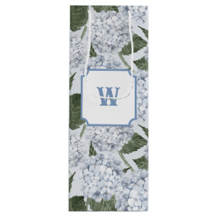 Blue Hydrangea Garden Floral  Wine Gift Bag