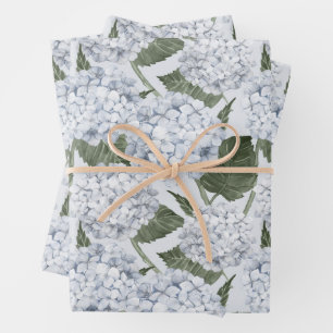 Blue Hydrangea Garden Floral  Wrapping Paper Sheet