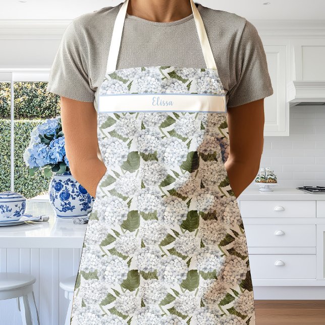 Blue Hydrangea Garden Flowers Apron (Hydrangea Garden Apron)
