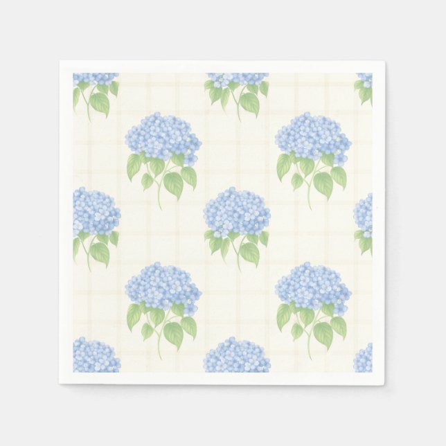 Blue Hydrangea Garden Party Cocktail Napkins (Front)