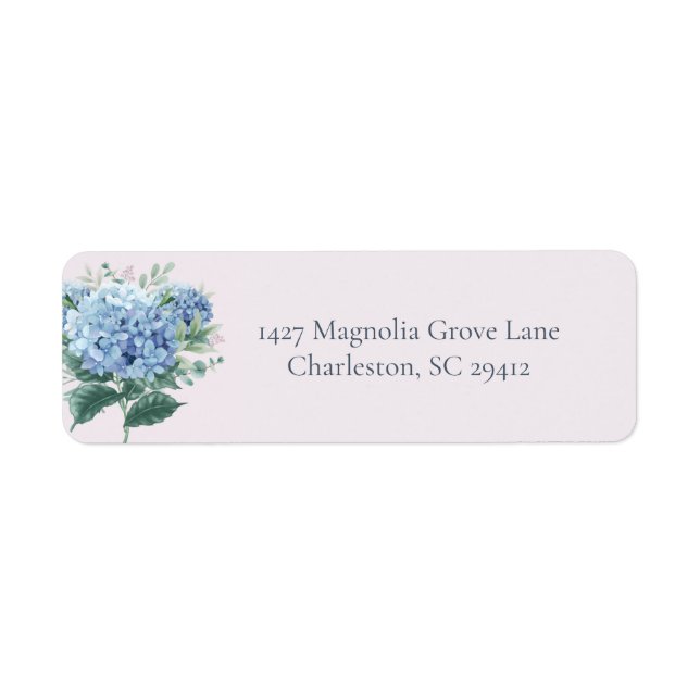 Blue Hydrangea Garden Return Address Label (Front)