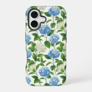 Blue Hydrangea Garden Watercolor Floral iPhone 16 Case