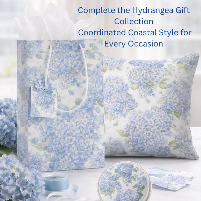 Blue Hydrangea Gift Bag | Wedding & Bridal Shower (Create the Perfect Hydrangea Gift Set. Shop Matching  Decor - Pillows, Knobs, Wraps, Runners, Towels)