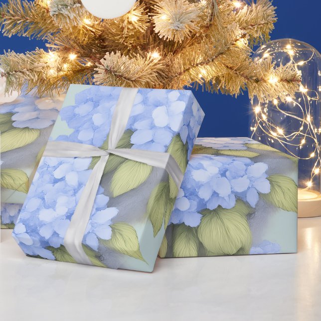 Blue Hydrangea Gift Wrapping Paper Roll (Holidays)