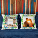 Blue Hydrangea Gold 75th Anniversary Photo Collage Cushion<br><div class="desc">The Floral Blue Hydrangea Gold 75th Wedding Anniversary Photo Collage Pillow features beautiful watercolor with blue hydrangeas, greenery, and digital gold effect. It makes a beautiful wedding anniversary gift idea for a spring, summer anniversary party or other celebration. Beautiful custom anniversary pillow for a romantic anniversary gift idea! You can...</div>