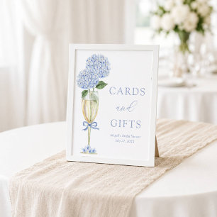 Blue Hydrangea, Gold Glass Cards and Gifts Poster