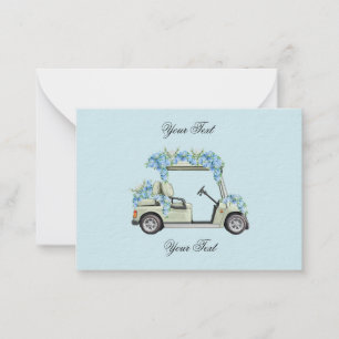 Blue Hydrangea Golf Cart Floral Wedding Enclosure  Card