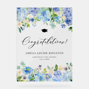 Blue Hydrangea Graduation Congratulations Acrylic Sign