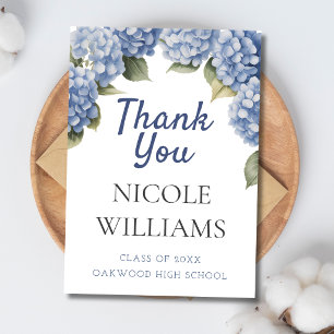 Blue Hydrangea Graduation Thank You Card