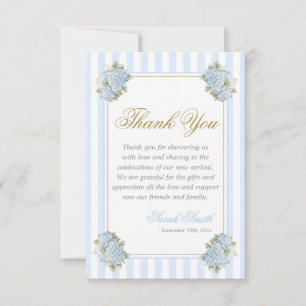 Blue Hydrangea Grand millennial Thank You Card