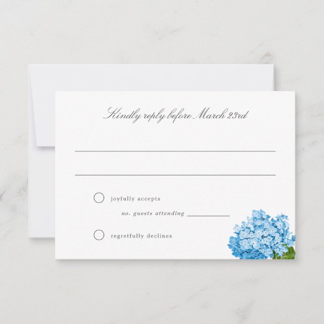 Blue Hydrangea Grand-millennial Wedding RSVP Card (Front)
