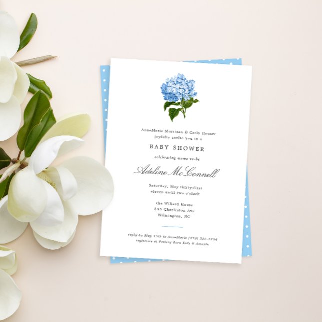 Blue Hydrangea Grandmillennial Baby Shower Invitation (Creator Uploaded)