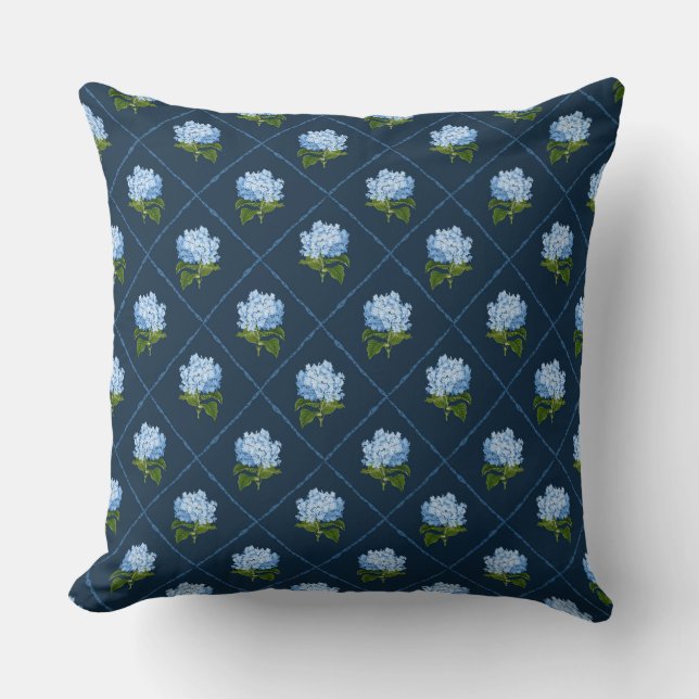 Blue Hydrangea Grandmillennial  Cushion (Front)