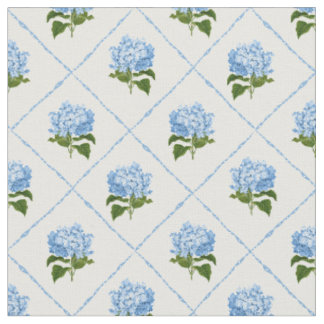 Blue Hydrangea Grandmillennial Fabric