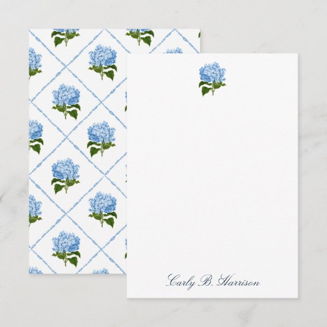 Blue Hydrangea Grandmillennial Personlized Invitation (Front/Back)