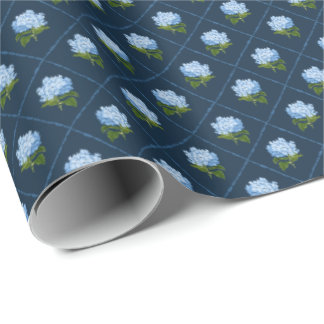 Blue Hydrangea Grandmillennial Wrapping Paper