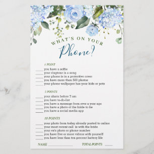 Blue Hydrangea Greenery Bridal Shower Game