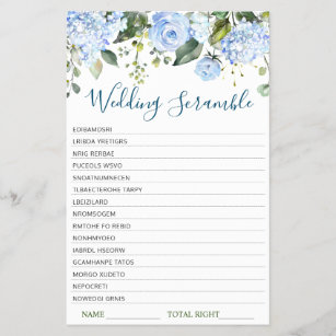 Blue Hydrangea Greenery Bridal Shower Game