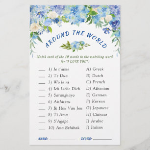 Blue Hydrangea  Greenery Bridal Shower Game
