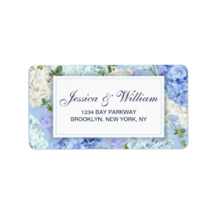 Blue Hydrangea Greenery Watercolor Floral Label