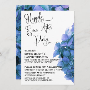 Blue Hydrangea Happily Ever After Party Reception Invitation